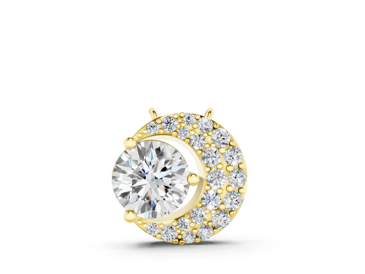 Yellow gold Round Prong-Set Diamond Pavé Pendant