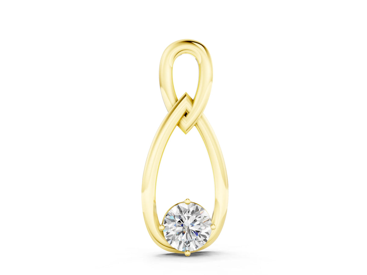 Yellow gold Round Solitaire Bezel Infinity Pendant