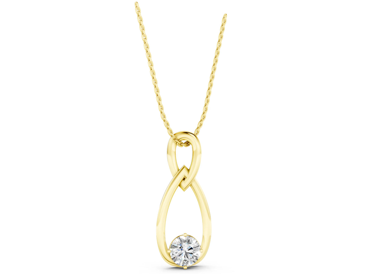 Yellow gold Round Solitaire Bezel Infinity Pendant_1