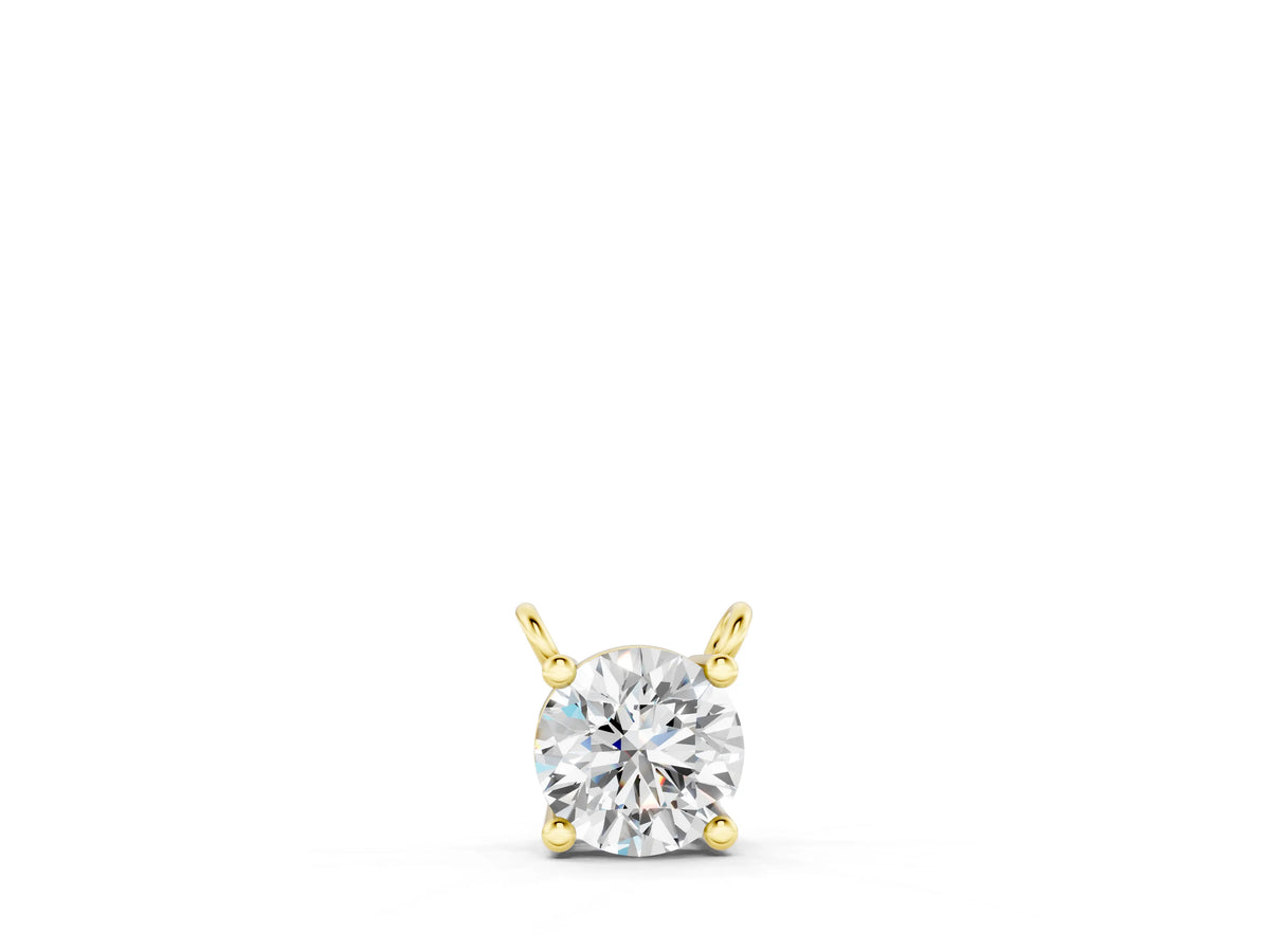 Yellow gold Round Solitaire Pendant with Four-Prong Basket Setting