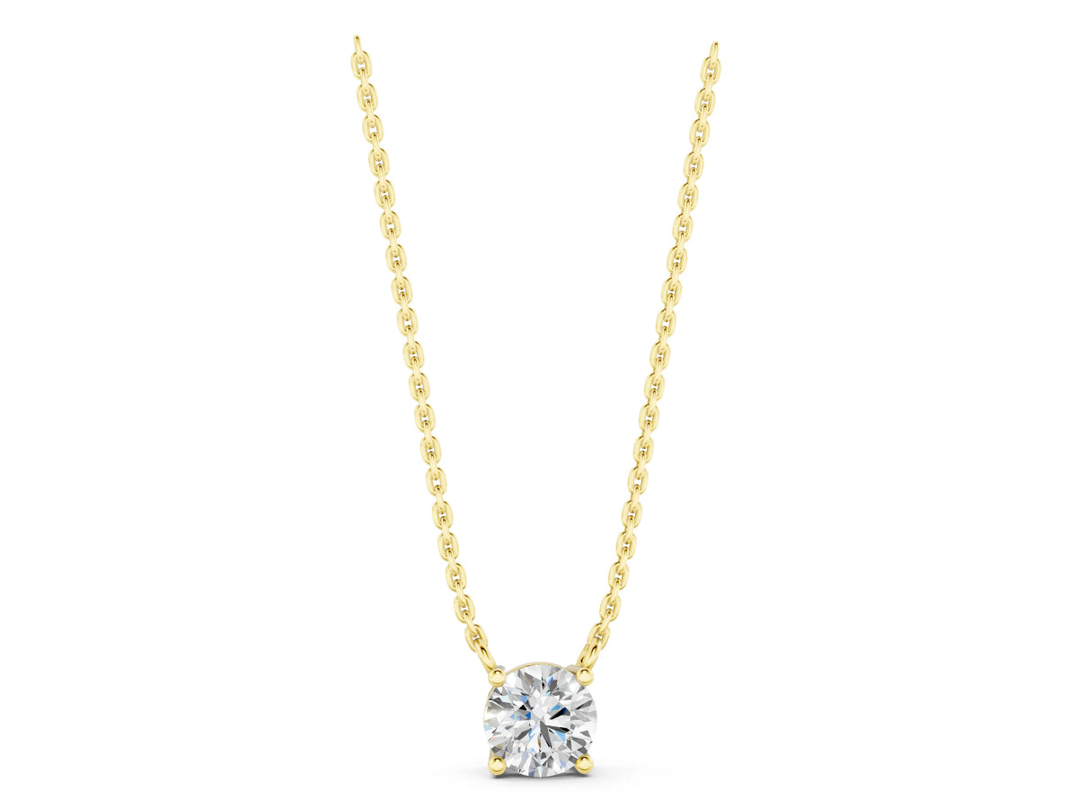 Yellow gold Round Solitaire Pendant with Four-Prong Basket Setting_1