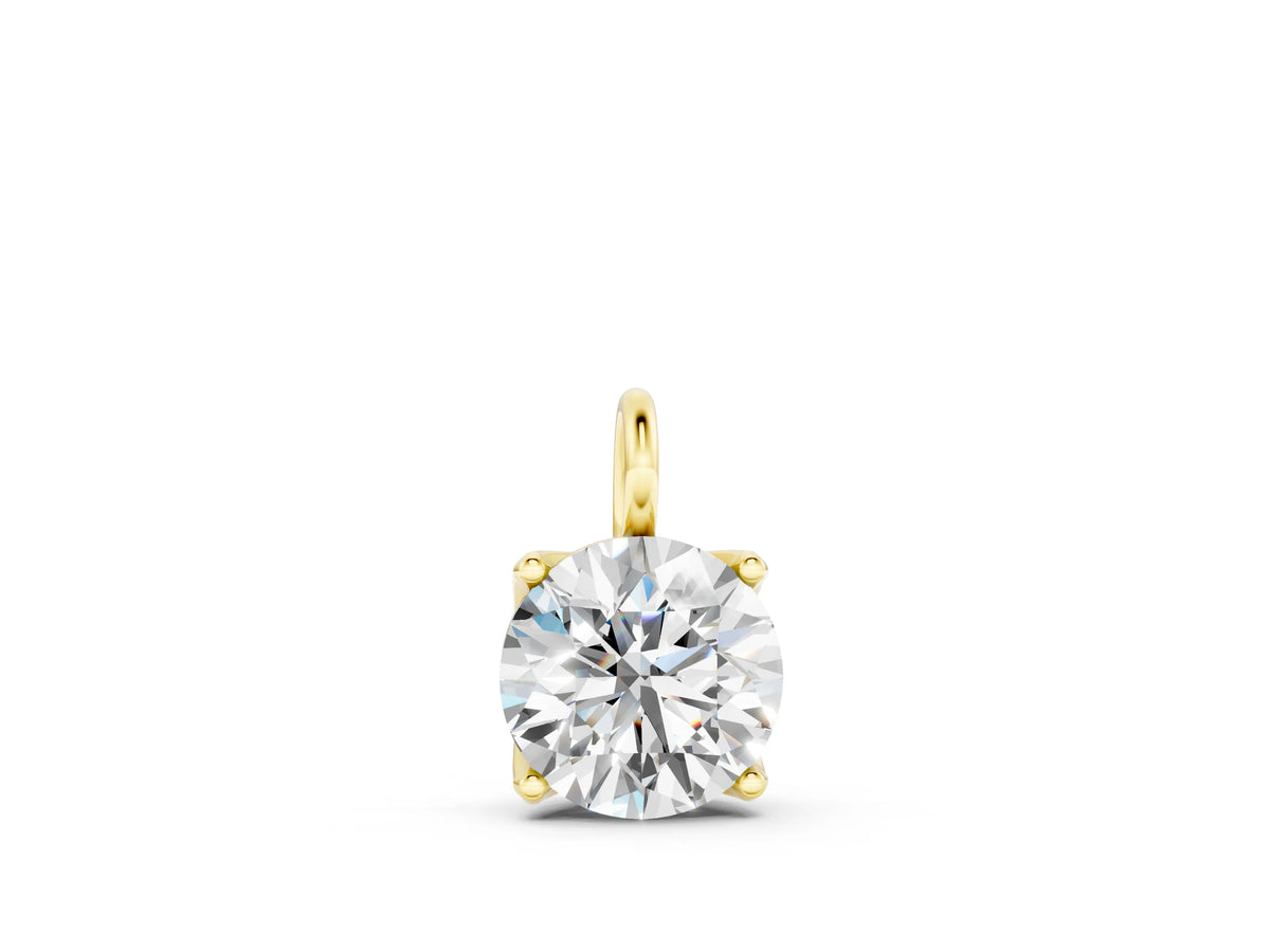 Yellow gold Round Solitaire Pendant with Four-Prong Setting