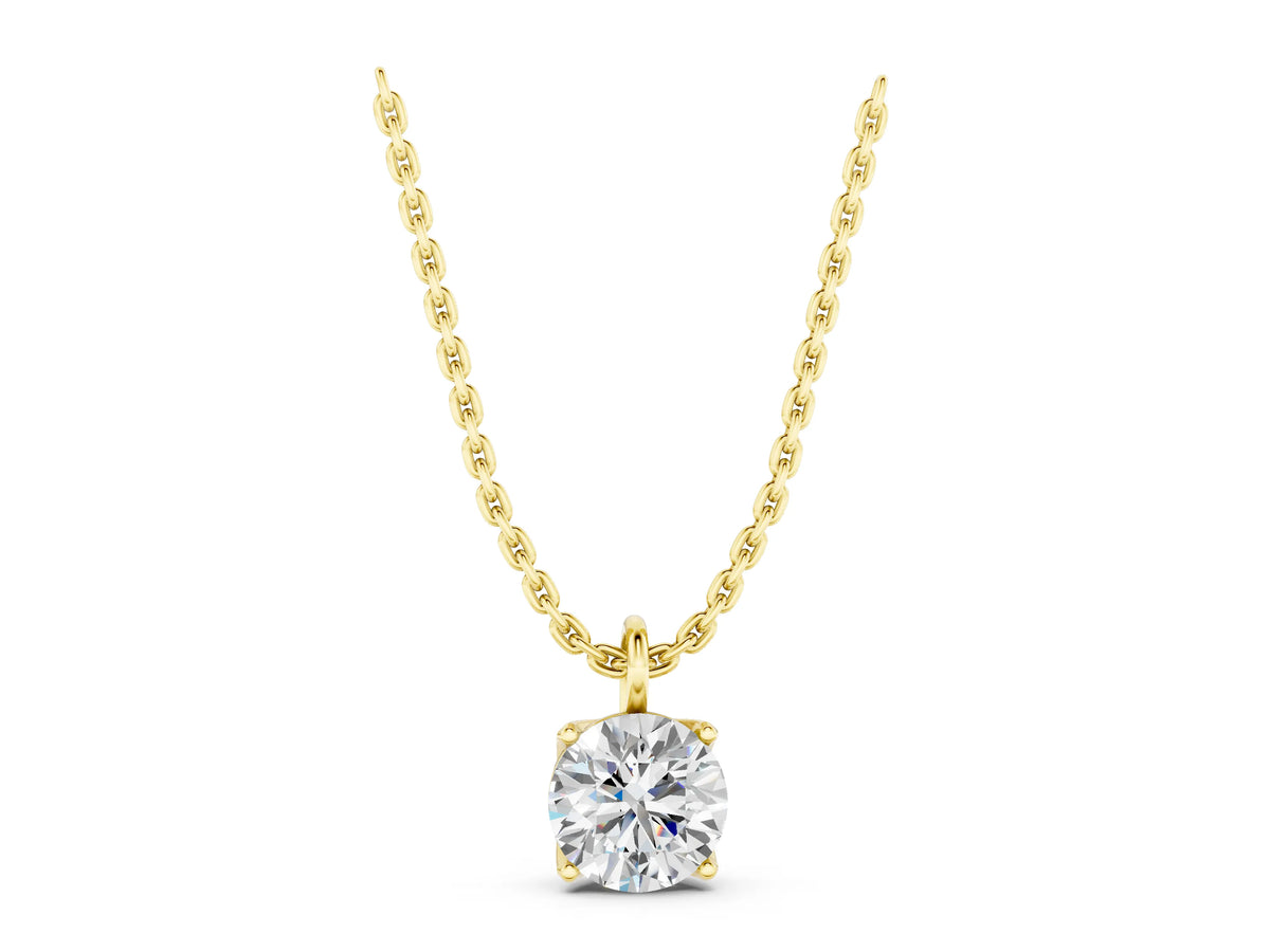 Yellow gold Round Solitaire Pendant with Four-Prong Setting_1