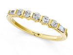 Yellow gold Round and Baguette Diamond Prong Set Half-Eternity Band_1