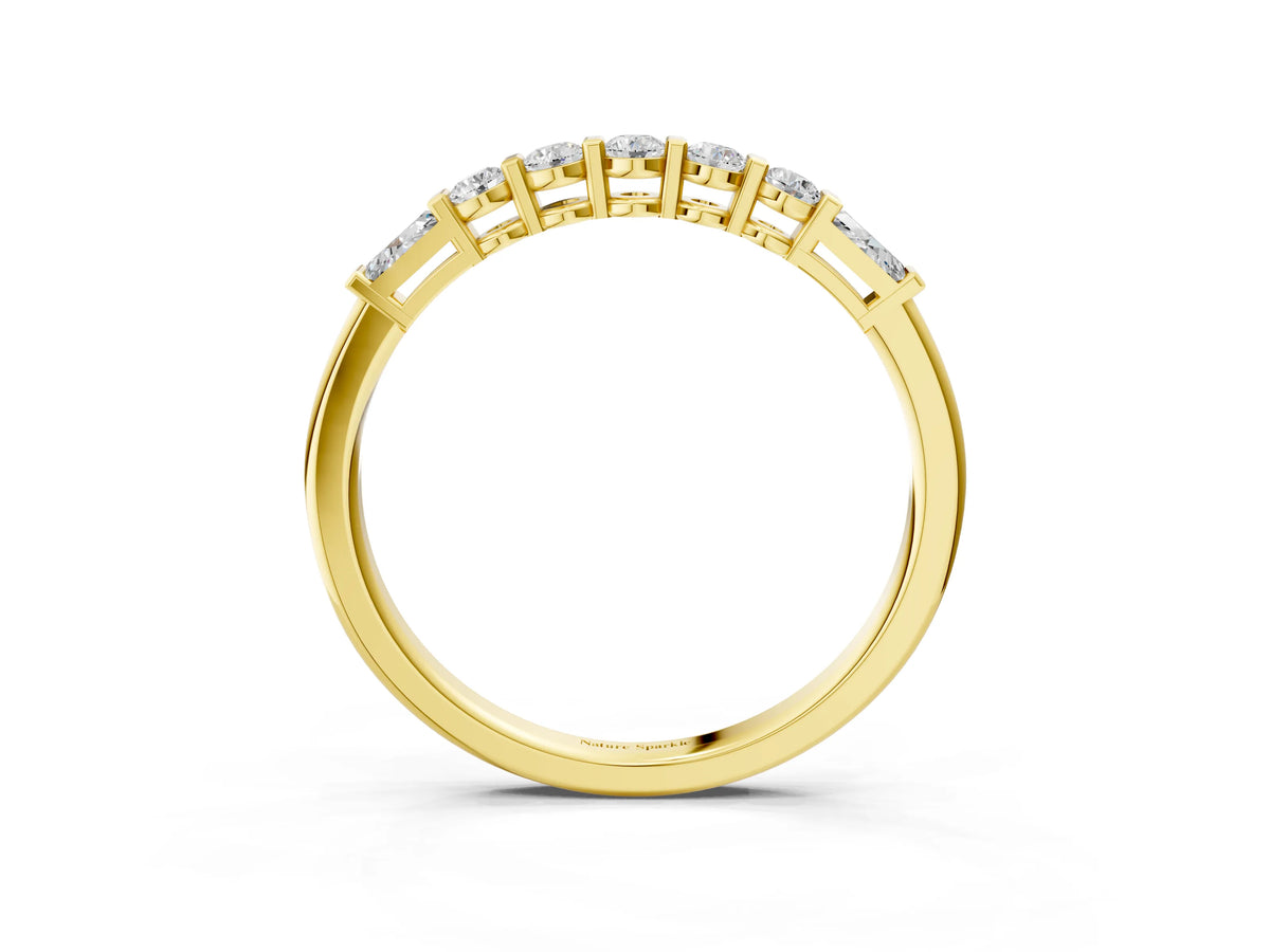 Yellow gold Round and Baguette Diamond Prong Set Half-Eternity Band_3