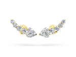 Yellow gold Round and Heart Diamond Petite Ear Climber Earrings