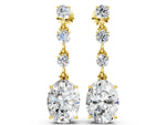 Yellow gold Round and Oval Diamond Drop Earrings