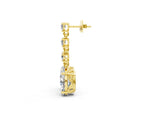 Yellow gold Round and Oval Diamond Drop Earrings_1