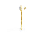 Yellow gold Round and Pear Diamond Halo Drop Earrings_1