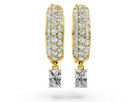 Yellow gold Round and Radiant Diamond Huggie Hoop Earrings