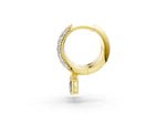 Yellow gold Round and Radiant Diamond Huggie Hoop Earrings_1