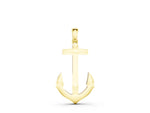 Yellow gold Silver Anchor Pendant with Round Diamond Bezel Setting