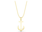 Yellow gold Silver Anchor Pendant with Round Diamond Bezel Setting_1
