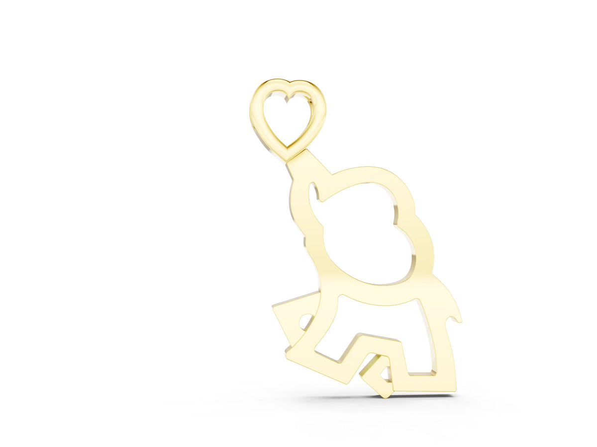 Yellow gold Silver Elephant Heart Pendant