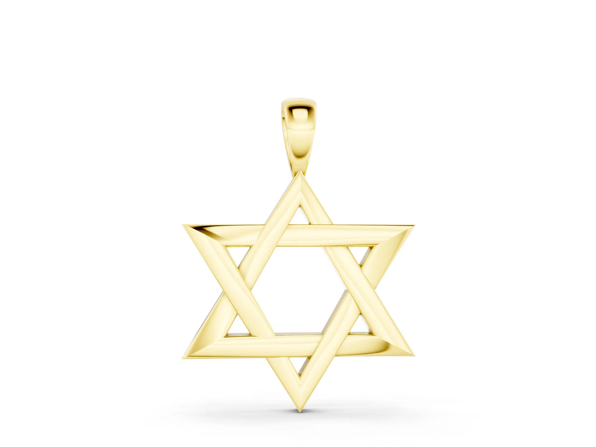 Yellow gold Silver Star of David Pendant