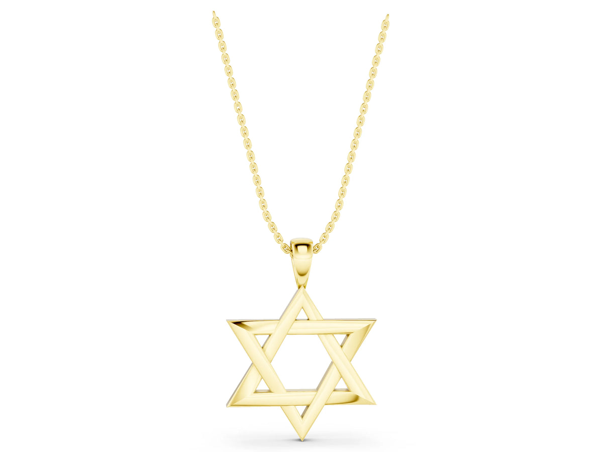 Yellow gold Silver Star of David Pendant_1