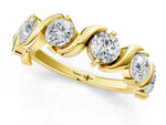 Yellow gold Six-Stone Round Diamond Wave Band with Shared Prong Setting_1