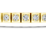 Yellow gold Square Channel Set Round Diamond Tennis Bracelet_1