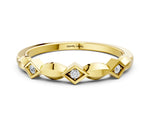 Yellow gold Square Diamond Twist Band with Bezel Setting