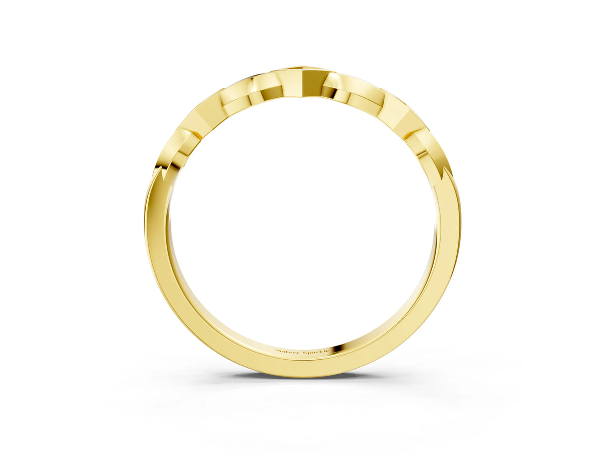 Yellow gold Square Diamond Twist Band with Bezel Setting_3