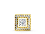Yellow gold Square Halo Princess Cut Pendant with Bezel Setting