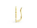 Yellow gold Star Cluster Diamond Crescent Earrings with Round Cut Stones on a Curved Band and Prong Setting_1