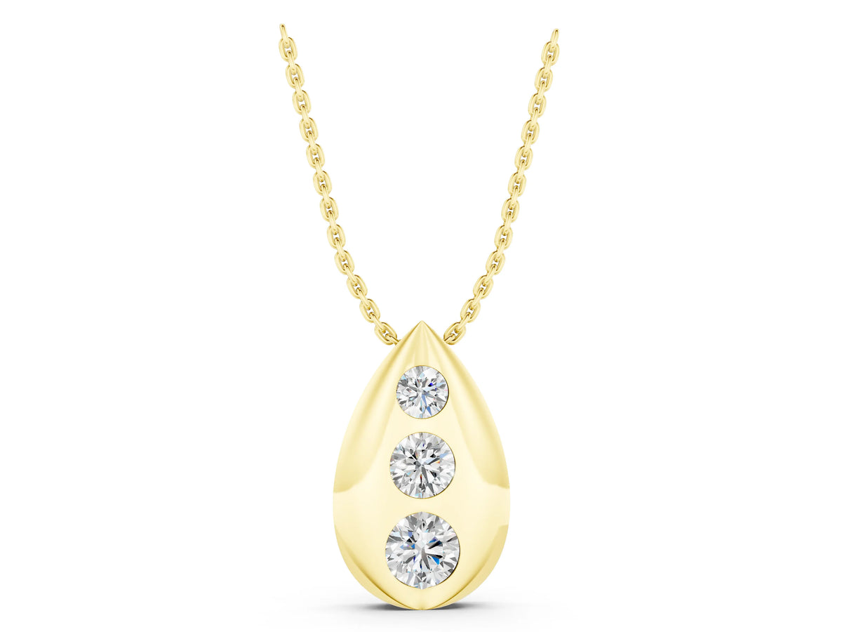 Yellow gold Teardrop Bezel-Set Round Diamond Pendant_1