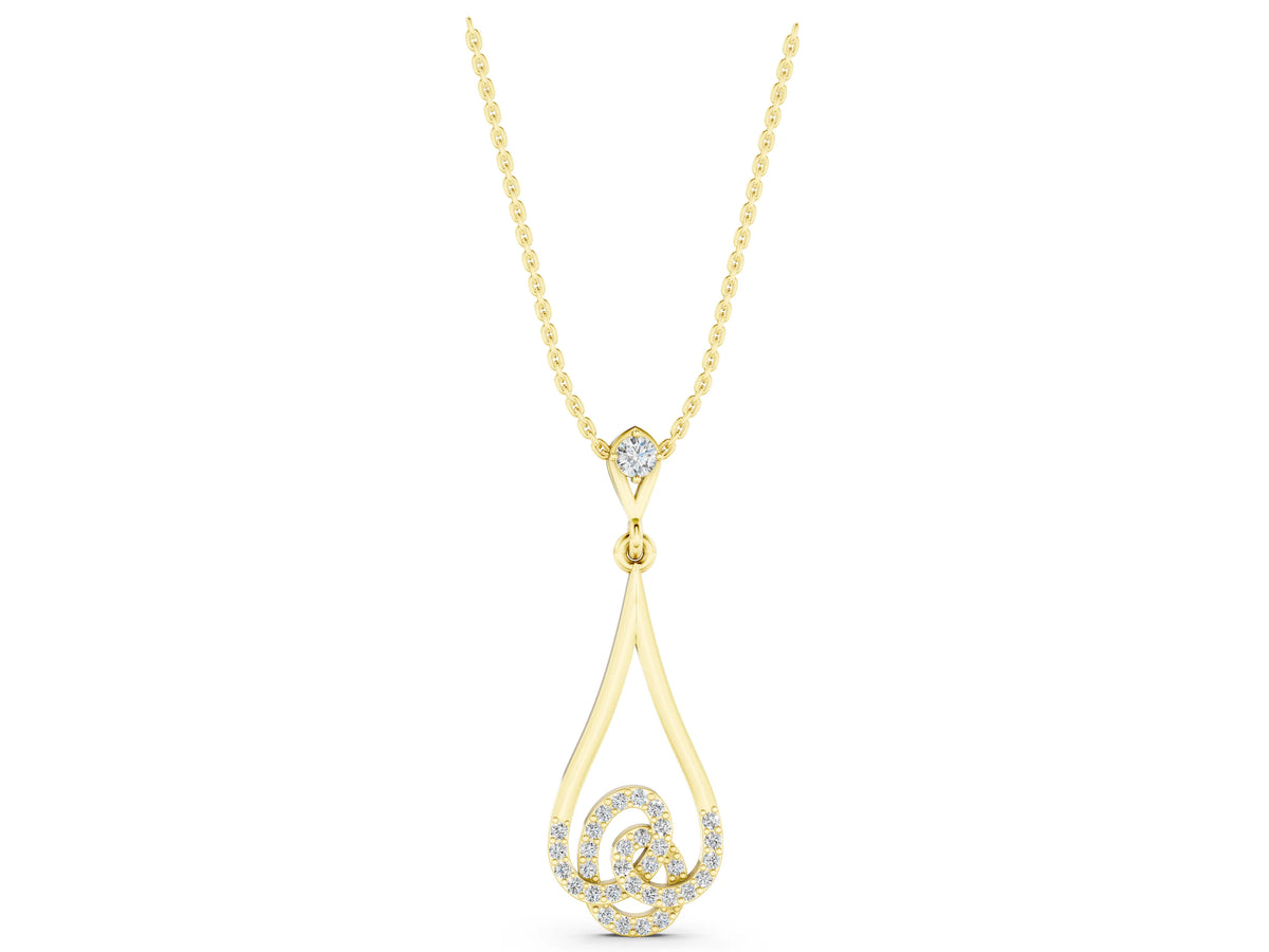Yellow gold Teardrop Diamond Pavé Pendant with Round Brilliant Cut_1