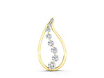Yellow gold Teardrop Diamond Prong-Set Round Pendant