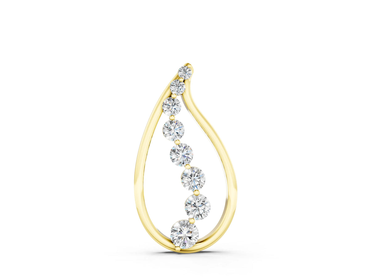 Yellow gold Teardrop Diamond Prong-Set Round Pendant