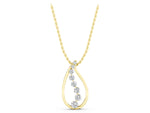 Yellow gold Teardrop Diamond Prong-Set Round Pendant_1