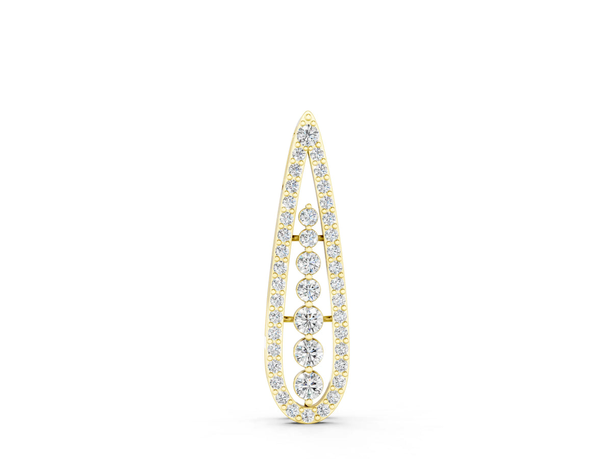 Yellow gold Teardrop Pavé Round Diamond Prong Pendant