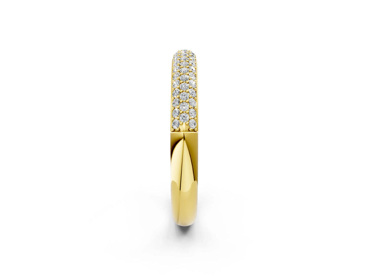 Yellow gold Three-Row Pave Round Diamond Eternity Band with Shared Prong Setting_2