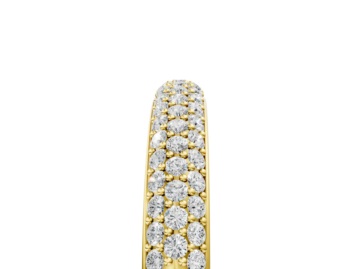 Yellow gold Three-Row Pave Round Diamond Eternity Band with Shared Prong Setting_5