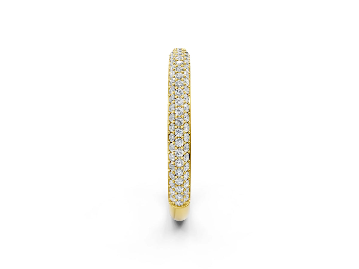 Yellow gold Three-Row Round Diamond Pavé Eternity Band_2