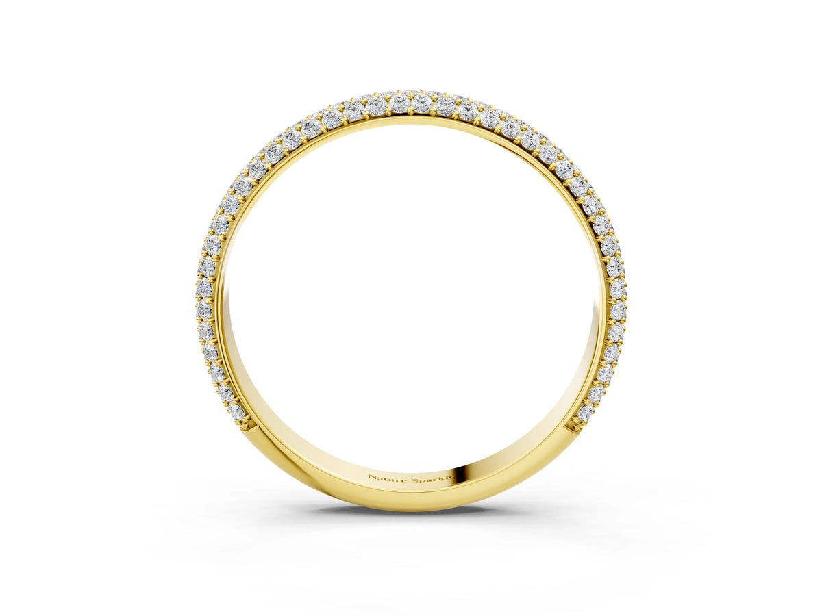 Yellow gold Three-Row Round Diamond Pavé Eternity Band_3