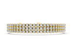 Yellow gold Three-Row Round Diamond Tennis Bracelet with Bezel Setting