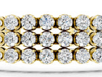 Yellow gold Three-Row Round Diamond Tennis Bracelet with Bezel Setting_1