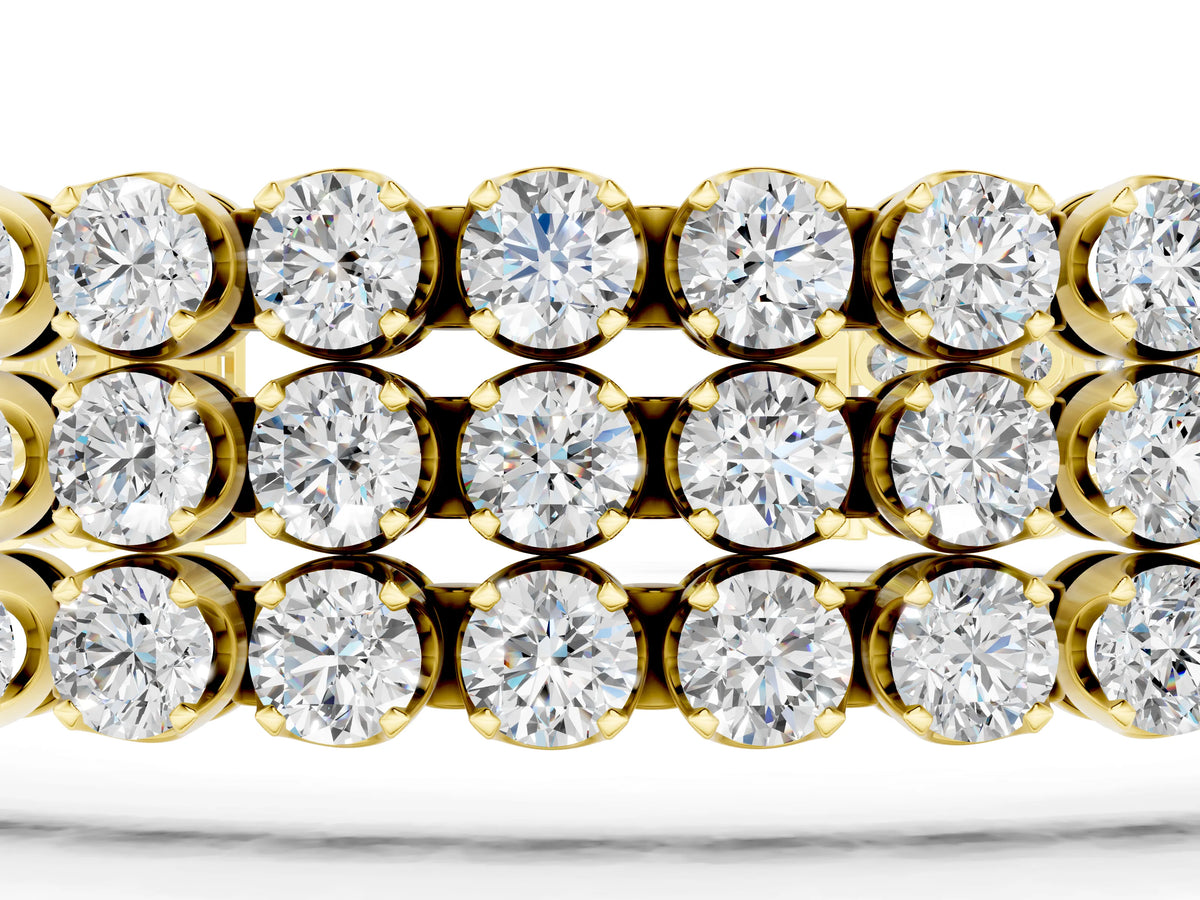 Yellow gold Three-Row Round Diamond Tennis Bracelet with Bezel Setting_1