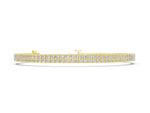 Yellow gold Three-Row Round Diamond Tennis Bracelet with Prong Setting
