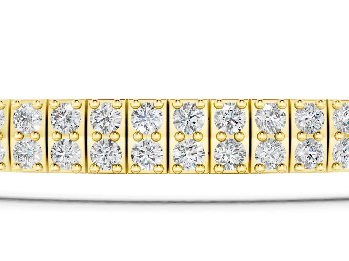 Yellow gold Three-Row Round Diamond Tennis Bracelet with Prong Setting_1