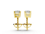 Yellow gold Three-Stone Princess Cut Channel Set Earrings with Bar Prong Setting