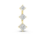 Yellow gold Three-Stone Princess Cut Diamond Pendant with Four-Prong Setting