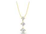 Yellow gold Three-Stone Princess Cut Diamond Pendant with Four-Prong Setting_1