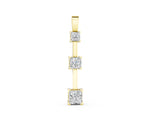 Yellow gold Three-Stone Princess Cut Prong Set Pendant