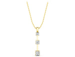 Yellow gold Three-Stone Princess Cut Prong Set Pendant_1
