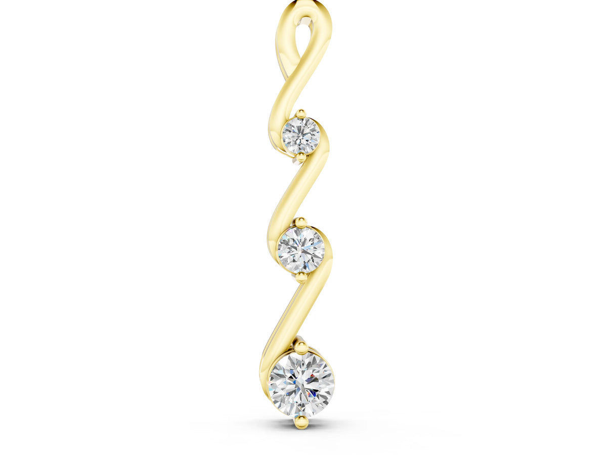 Yellow gold Three-Stone Round Brilliant Prong Set Pendant
