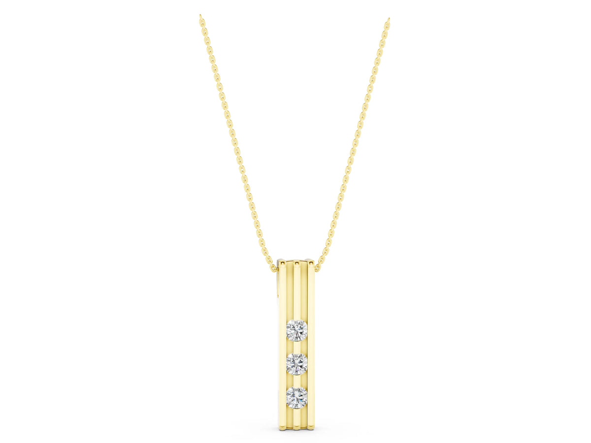 Yellow gold Three-Stone Round Channel Set Pendant_1