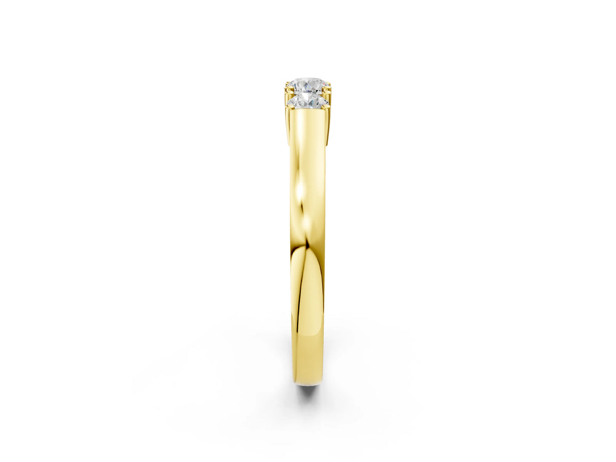 Yellow gold Three-Stone Round Cut Diamond Channel Set Band with Prong Setting_2