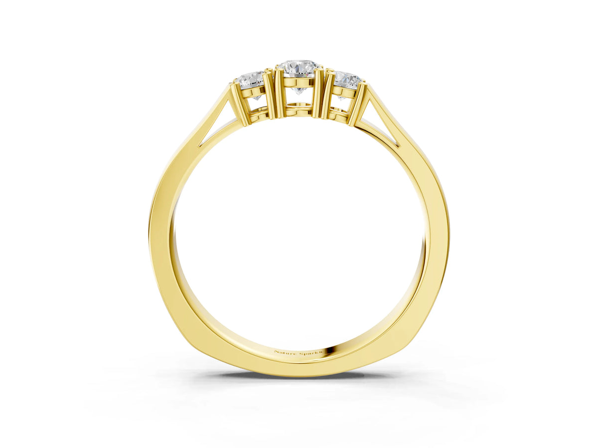 Yellow gold Three-Stone Round Cut Diamond Channel Set Band with Prong Setting_3
